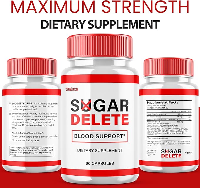 Sugar Delete Capsules - SugarDelete Blood Support Pills Maximum Strength Japan Supplement Advanced Formula Premium All Natural Vitamin Japanese Blend Overall Health Wellness Reviews (60 Capsules)