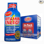 Vitamin Energy B12 11,000% Extra Strength Energy Shot Açaí Pomegranate 24 Pack, 260mg Natural Caffeine, B12 & B6, Nootropic Focus, Vitality, Zero Sugar, Gluten-Free, Vegan, Kosher, 1.93 fl oz