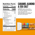 Kind Zero Added Sugar Healthy Snacks Bars, Caramel Almond & Sea Salt, Gluten Free, High Fiber, Keto Snacks, 5g Protein, 5 Count