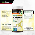 BIO KRAUTER® L Tyrosine for Mood and Cognitive Support - Supplements for Focus & Performance Support - L-tyrosine 1000 mg, 90 Mood Gummies, 45-Day Supply - Non-GMO, Mango Flavor