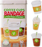 BioSwiss Bandages, Coffee Cup Shaped Self Adhesive Bandage Set, Latex Free, Sterile Wound Care, 50 Count