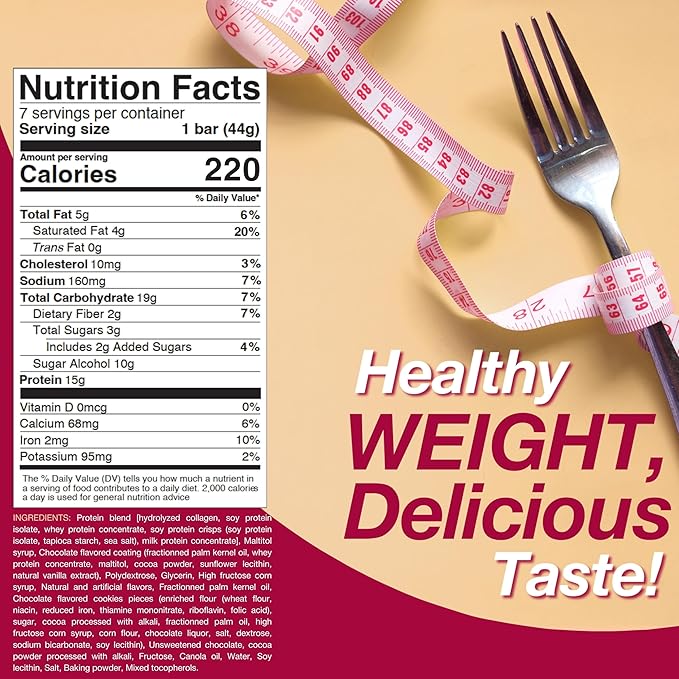 ProtiDIET Cookies and Cream High Protein Bar - 15g Protein - No Trans Fat Meal Replacement Bars - Great Protein Snacks for Adults to Support a Busy and Active Lifestyle - 7 Protein Bars Per Box