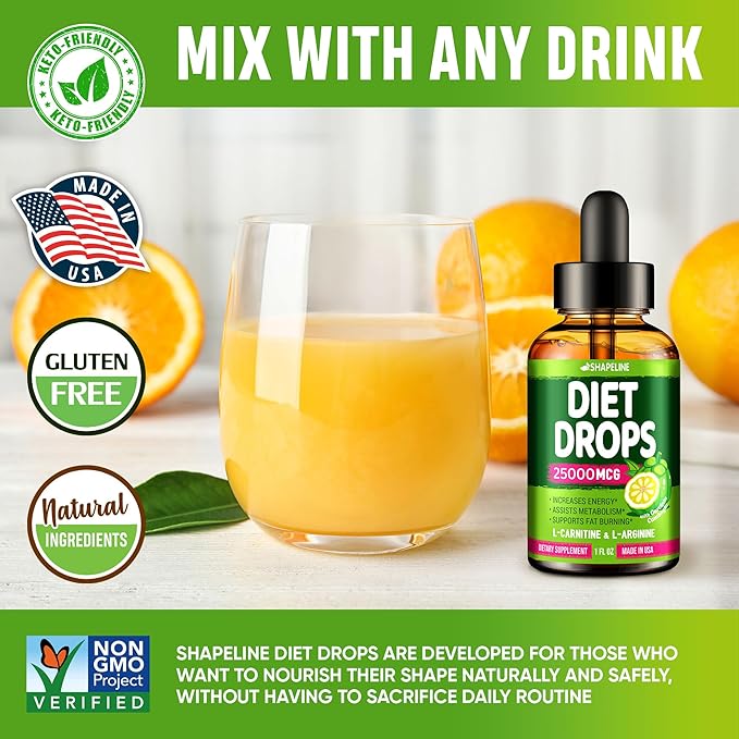(Pack of 2) Diet Drops - Made in USA - Appetite Suppressant for Women & Men - Natural Metabolism Booster - Diet Drops with Garcinia Cambogia, L-Arginine & L-Glutamine 1 Fl Oz