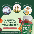 YumVs Kids Multivitamin Gummies - Fruit Flavored Chewable Children's Multivitamin - Kids Vitamins Multivitamin Gummy with 12 Minerals & Vitamins A C D3 E B6 B12 (120 Count (Pack of 1))