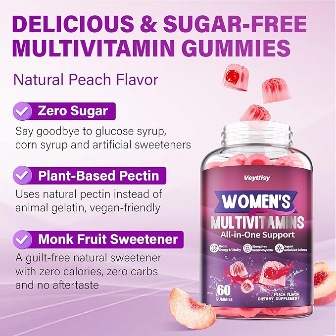 Methylated Multivitamin Gummy for Women - Womens Multivitamin Gummies with Vitamins A C D E, Methylated Folate, Biotin, B Complex, Iron, CoQ10, Inositol - Multi Vitamins for Women 60 Count