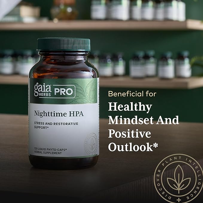 Gaia Herbs Pro Nighttime HPA - Restorative & Healthy Sleep Support Supplement* - Relaxation Support Supplement* with Ashwagandha Root Extract & Cordyceps Mushroom - 120 Liquid Phyto-Caps (60 Servings)