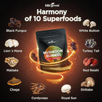 KIKI Green Mushroom Gummies with Lion's Mane and 9 Adaptogen Superfoods Blend - Chaga, Red Reishi, Cordyceps, Shiitake, Black Fungus | 60 Count, 10:1 Extract