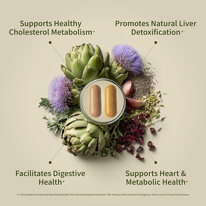 Snap Supplements Liver Health & Cholesterol Health Supplement Bundle with Milk Thistle, Resveratrol, Dandelion to Support Liver, Digestive and Metabolic Health, 60 Capsules Each (30-Day Supply)