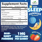 Nature's Choice Kids Sleep Gummies - 2mg Melatonin Per Serving - Children's Sleep Gummy, Non-Habit Forming, Works with Natural Sleep Cycle, Calm & Drug-Free, Tasty Natural Berry Flavor, 120 Gummies