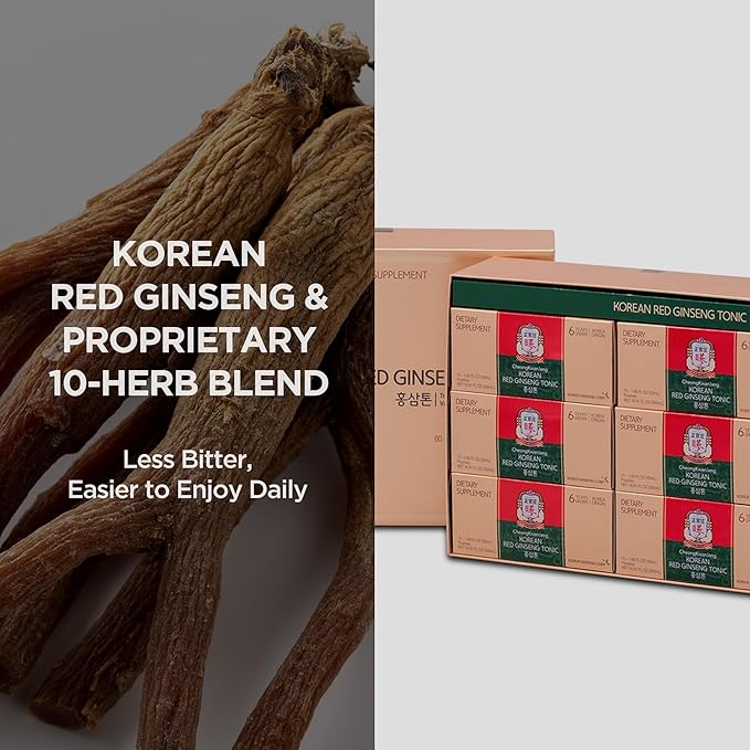 JUNG Kwan Jang Korean Red Ginseng Tonic Pouch (Tonic Mild) 6 Years Korean Red Ginseng, 10 Herbs and Plants for Immune Suuport
