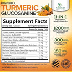 Turmeric Curcumin Supplement - 95% Curcuminoids with Glucosamine, Ginger & MSM, BioPerine Black Pepper Extract for Best Absorption, Natural Vegan Joint Support, Non-GMO, Bottled in USA - 120 Capsules