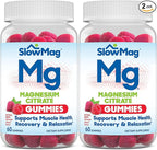 SlowMag Magnesium Citrate Gummies, 60 Count, Supports Muscle Health, Natural Berry Flavor, Recovery & Relaxation Pack of 2