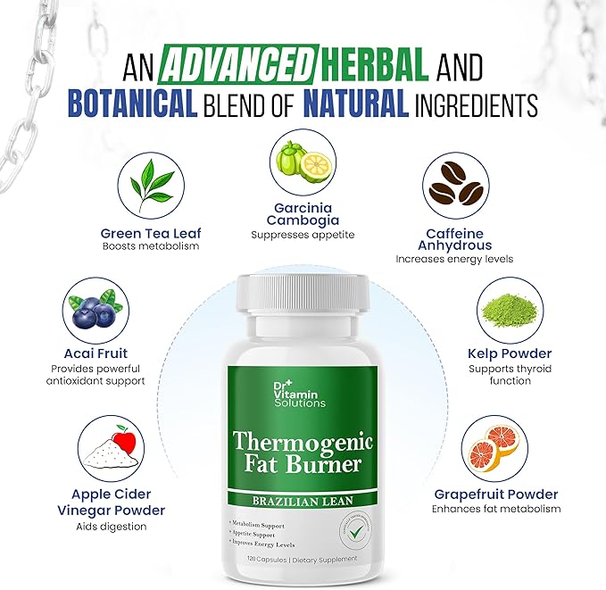Thermogenic Fat Burner for Women and Men - Appetite Suppressant for Weight Loss - Includes Green Tea Extracts for Bloat Relief - Metabolism Booster - 120 Weight Loss Pills