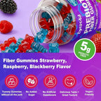 Prebiotic Fiber Gummies, 5g Fiber per Serving, 2 Billion CFU Bacillus Coagulans + Vitamin D3, Sugar Free Pectin Mixed Berry Gummies, Inulin (FOS) + Acacia + Apple Pectin, 120 Gummies (60 Servings)
