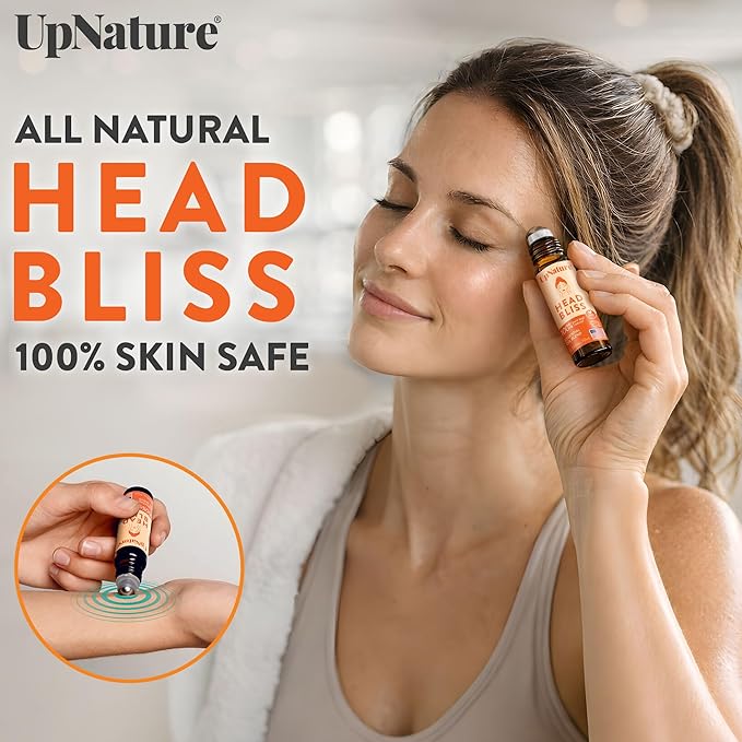 UpNature Head Bliss Essential Oil Roll On - Soothing Migraine Comfort Aromatherapy with Instant Cooling Effect - Nurse Essentials Gifts Roller