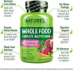 NATURELO Whole Food Multivitamin for Women 50+ (Iron Free) with Vitamins, Minerals, & Organic Extracts - Supplement for Post Menopausal Women Over 50 - No GMO - 240 Vegan Capsules