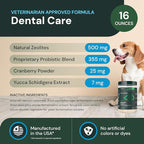 VETRISCIENCE Dental Care Powder - Dental Supplement Powder for Dogs & Cats - Supports Breath Freshening - Healthy Teeth & Gums - Easy-to-Use Oral Hygiene for Pets - 16 oz