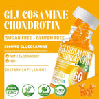 Glucosamine Chondroitin Gummies with MSM & Elderberry Extra Strength - Joint Support, Antioxidant Immune Support Supplement for Adults, Men & Women120 Orange Gummies
