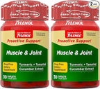 Tylenol Proactive Support* Muscle & Joint Supplement, Drug-Free Daily Turmeric Supplement + Tamarind + Cucumber Extract, Improves Joint Comfort & Flexibility in 5 Days*, 30 ct (Pack of 2)
