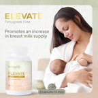 Lactation Supplement Elevate Fenugreek-Free with Organic Goat’s Rue and Lion’s Mane, Blessed Thistle & Brewer’s Yeast, Vegan, Non-GMO, Herbal Breastfeeding Support, 60 Capsules