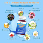 2 Pack Quercetin with Bromelain Gummies, Quercetin with Vitamin C Zinc & Elderberry for Immune System & Allergy, Chewable & Vegan Gummies, Mixed Berry Flavor 120 Cts