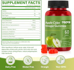 Apple Cider Vinegar Gummies with B12, ACV Supplement Gummy Vitamins,Gluten Free, Vegan, Non-GMO (60)