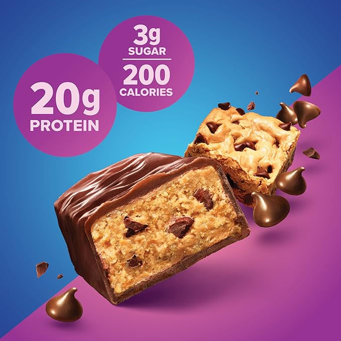Pure Protein Chewy Chocolate Chip Protein Bars – 20g Protein, 3g Sugar, 190 Calories (12 count) Low Sugar* High Protein Snack - Gluten Free - Perfect for a Healthy Snack