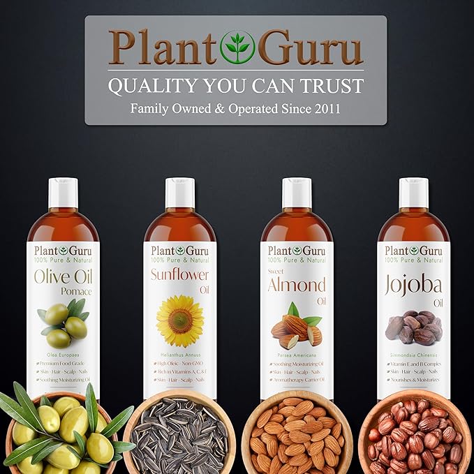Plant Guru Evening Primrose Oil 8 fl. oz. Cold Pressed 100% Pure Natural Carrier - Skin, Face, Body and Hair Growth Moisturizer. Great For DYI Soap Making, Creams, and Lip balms.