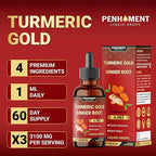 4 in 1 Liquid Turmeric Curcumin Drops Ginger Ceylon Cinnamon and Black Pepper - 2FL oz - 60 Servings