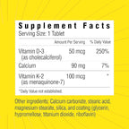 Sunshine Vitamin D3 with Vitamin K2, D3 2000 IU with K2 100 mcg for Healthy Muscle Function, Bone Health and Immune Support, Vitamin D3 K2, 60 Tablets