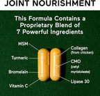 SMARTERNUTRITION Joint Food - Nourishing Support for Joint Comfort, Lubrication, Mobility with Collagen Type II, Lipase, MSM, Vitamin C, Turmeric, Bromelain - 180 Count(Pack of 3) - 90-Day Supply