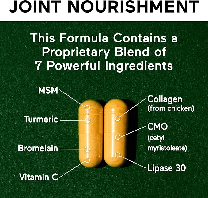 SMARTERNUTRITION Joint Food - Nourishing Support for Joint Comfort, Lubrication, Mobility with Collagen Type II, Lipase, MSM, Vitamin C, Turmeric, Bromelain - 180 Count(Pack of 3) - 90-Day Supply