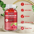 Magnesium Gummies 600mg per Serving-Magnesium Glycinate 400mg and Magnesium Malate 200mg,Sugar Free Magnesium Potassium Supplement for Calm Mood, Muscle, Bone & Energy Support,120 Raspberry Gummies