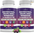 Liberty Lifestyle Resveratrol, Berberine, Grape Seed Extract, Quercetin, Polyphenol Supplement for Women and Men with Noni Extract, N-Acetyl Cysteine, Acai Extract - 2-Pack