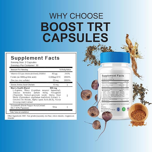 (2 Pack) Boost TRT Maximum Strength Performance Supplement BoostTRT Premium Capsules, Boost TRT Maximum Strength Advanced Multivitamin Supplement, BoostTRT Health Management Pills (120 Capsules)
