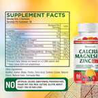 BionerLab Calcium Magnesium Zinc Gummies with Vitamin D3 & K2 - High Potency Enhanced Absorption - Orange and Berry Flavored