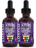 Biotin Liquid Drops Collagen Keratin Hyaluronic Acid Saw Palmetto for Hair Skin and Nails Silica Vitamin A C Vitamin D Bamboo Turmeric Zinc Folate Magnesium Horsetail LuxGlo By Clean Nutra - 2Pack