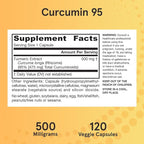 Jarrow Formulas Curcumin 95 Supplement - Turmeric Extract Supplement, 500 mg for Antioxidant & Joint Support, 120 Capsules