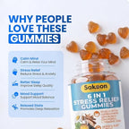 6-in-1 Stress Relief Gummies 60ct - Aids Relaxation with Ashwagandha, GABA, L-theanine, Lemon Balm, Chamomile, Black Cumin Seed Nigella Sativa. Improved Deep Sleep, Joint Support - 60 gummies