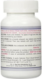 Dee Cee Labs Formula 303 Maximum Strength All-Natural Relaxant Tablets, 250 Tablets; All-Natural Relaxant containing Magnesium for Sore Muscles, Passion Flower, and Valerian Root