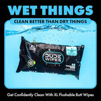 DUDE Wipes Unscented Flushable Wipes - Extra-Large Adult Wet Wipes for Sensitive Skin - 8 Pack (384 Count) + Mint Travel Pack (18 Count) - Infused with Vitamin E and Aloe - Septic and Sewer Safe