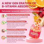 Methylated Vitamin B Complex Gummies for Women & Men, High Dose 2000 mcg Methyl B12, Liposomal Super All B Vitamins Methylfolate, B1, B2, B3, B5, B6, B7, Vitamin C, Choline for Energy, Focus, 60Counts