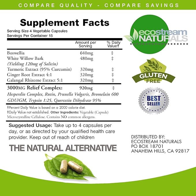Women's Formula 3000 InflamCalm Advanced with Turmeric, Curcumin, Enzymes and Boswellia. Vegetarian, Gluten Free - (Packaging May Vary)