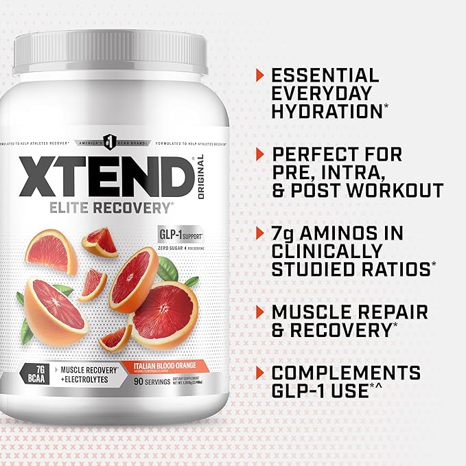 Xtend Original BCAA Powder 7g BCAA and 2.5g L-Glutamine, Sugar Free Post Workout Muscle Recovery Drink with Amino Acids for Men & Women, 90 Servings