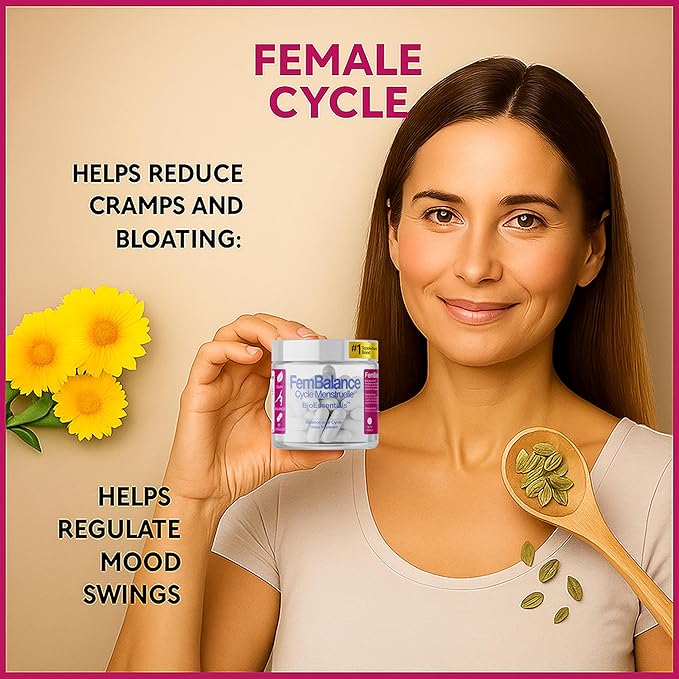 FemBalance® – Women’s Hormone Balance Supplement for PMS Support & Menstrual Cramp Relief - Ashwagandha, Magnesium & Chamomile for Hormonal Balance, Mood & Energy – 90 Vegan Capsules