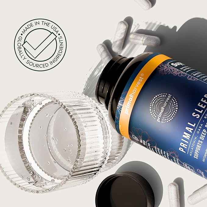 Primal Harvest 2 Pack, Primal Sleep, 120 Capsules with Valerian Root, L-Tryptophan, GABA, Chamomile, and Melatonin 3mg
