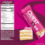 Quest Nutrition Crispy Birthday Cake Protein Bar, 17g Protein, 1g Sugar, 2g Net Carbs, Gluten Free Protein Snack, Keto Friendly, 12 Count