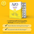 AZO Yeast Plus Dual Relief Homeopathic Medicine | Yeast Infection Symptom Relief: Itching & Burning | Vaginal Symptom Relief: Occasional Odor & Discharge | #1 Most Trusted Brand | 2 Pack (60ctx2)