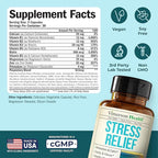 Stress Relief Supplement with 5HTP, Ashwagandha, Valerian, St John’s Wort, GABA, Chamomile & B-Vitamins - Promotes Relaxation, Sleep, Calm & Balanced Mood, Energy & Focus. Vegan, Non-GMO, 60 Capsules