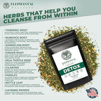 Elephantal Wellness Premium Detox Herbal Tea | Daily Liver, Kidney, Blood & Digestive Support with Turmeric, Nettle Tea, Milk Thistle, Dandelion Tea & Burdock | Handmade, Caffeine-Free Loose Leaf Blend | 2oz, 20 Servings